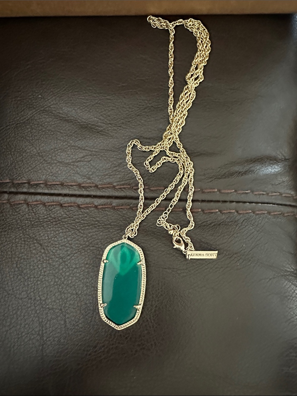 Kendra Scott Teal Elle Pendant Necklace in Gold